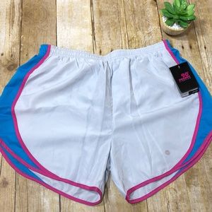 90 Degree Silver/Turquoise Running Shorts-NWT-Sz L